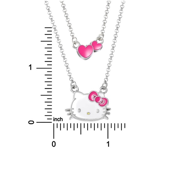 🎀❤️ Hello Kitty Enamel Hearts Double Necklace Set - Picture 3 of 3